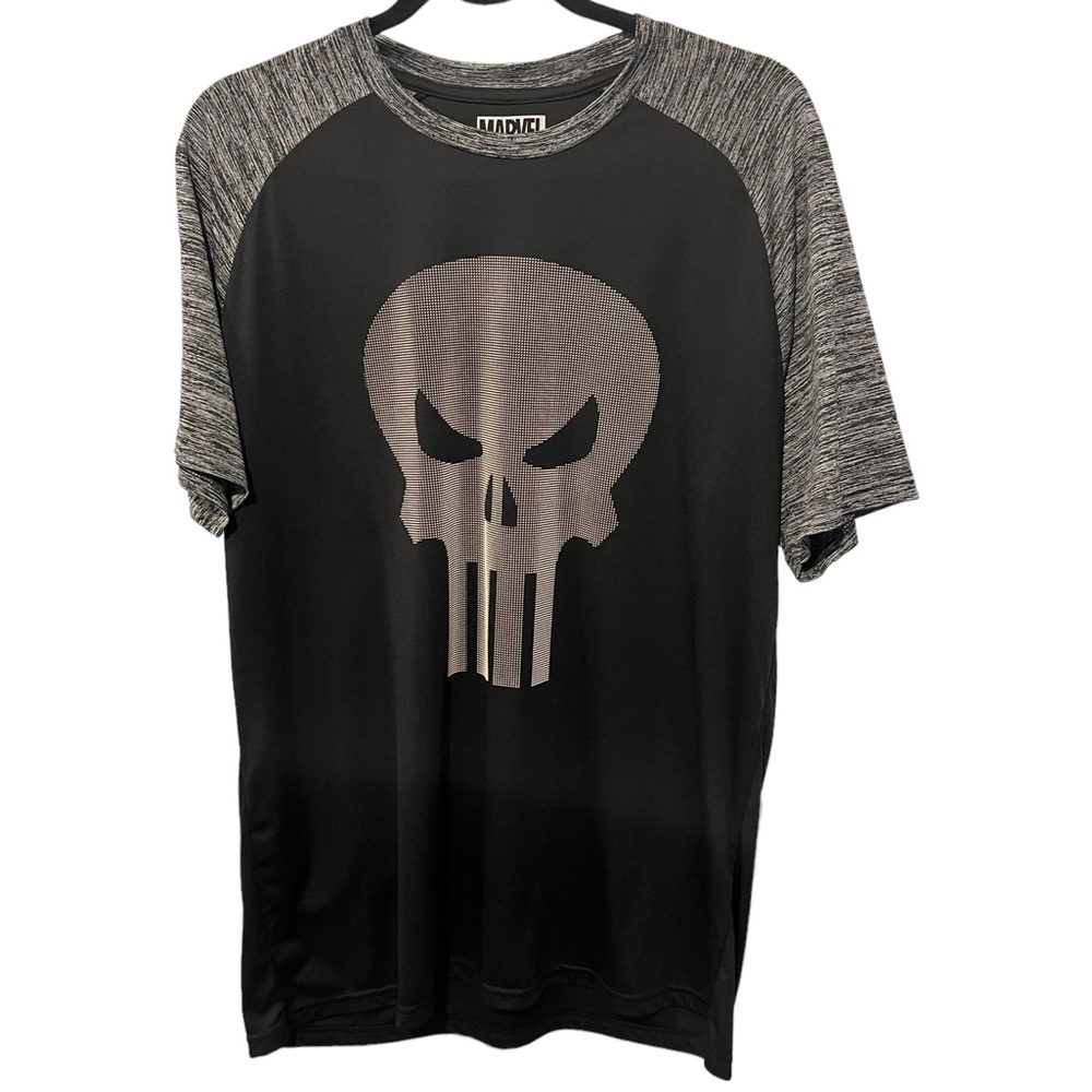 *NFS*Marvel Comics The Punisher Graphic Print Skull Jersey Unisex XL Black Gray
